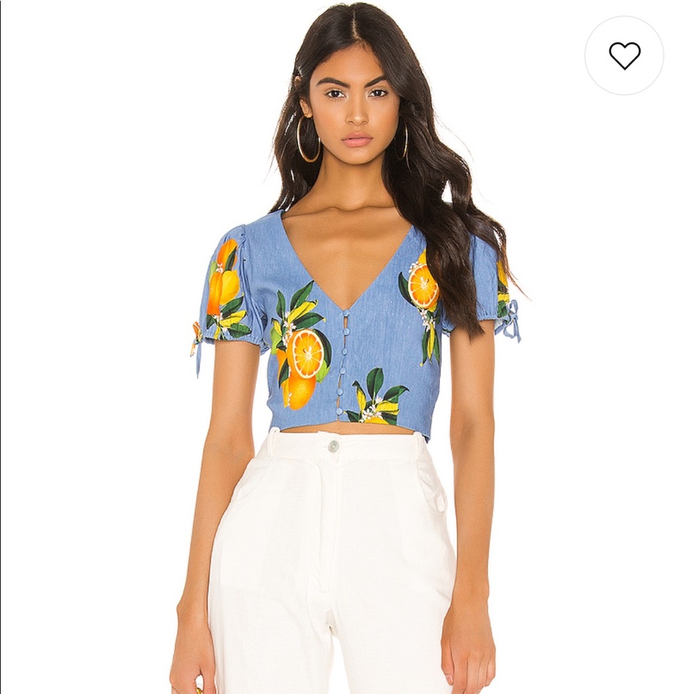 Greta Top in Sky Blue Citrus